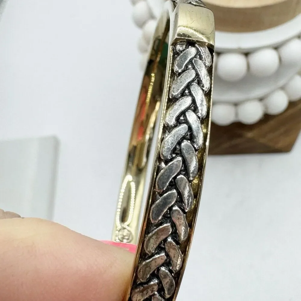 Liz Claiborne Braided Design Bangle Bracelet Gold and Silver Tone Classy